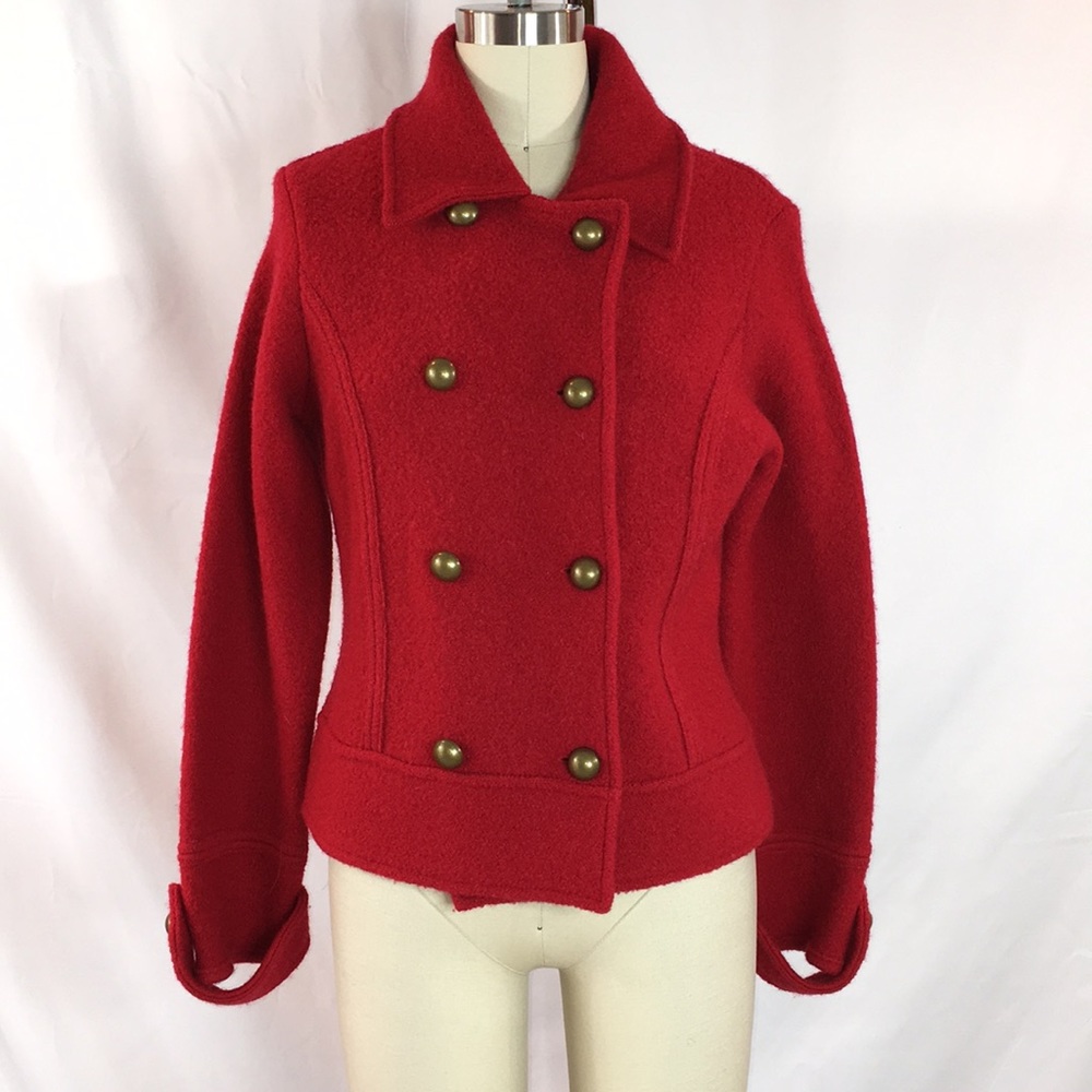 Eagle’s eye boiled wool crepe red structured coat